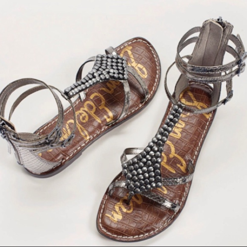 Sam Edelman Pewter Snake Gladiator Sandals